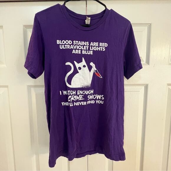 Bella Canvas Purple Halloween Cat T-Shirt Short Sleeve - Picture 1 of 6